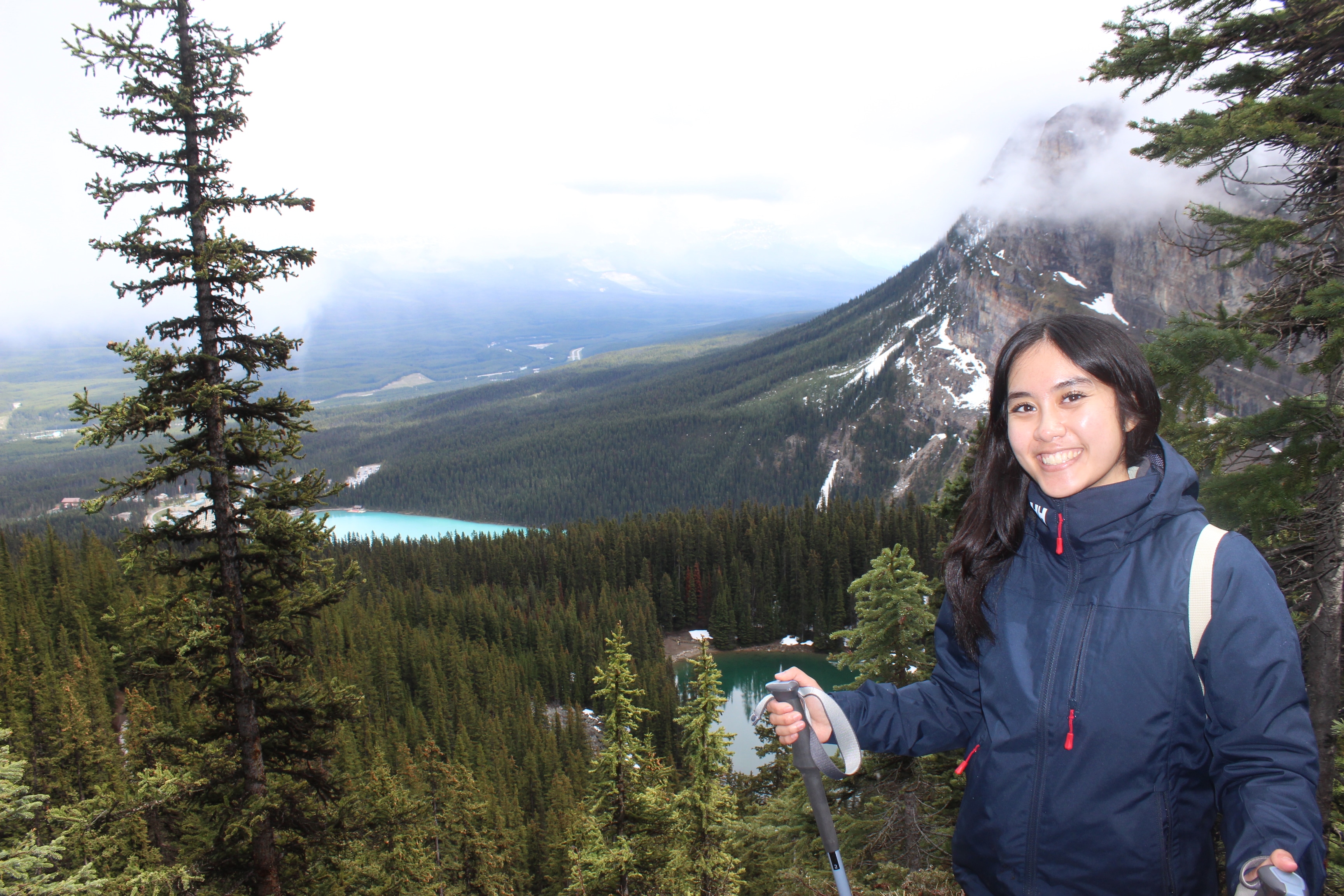 Hiker above Lake Louise